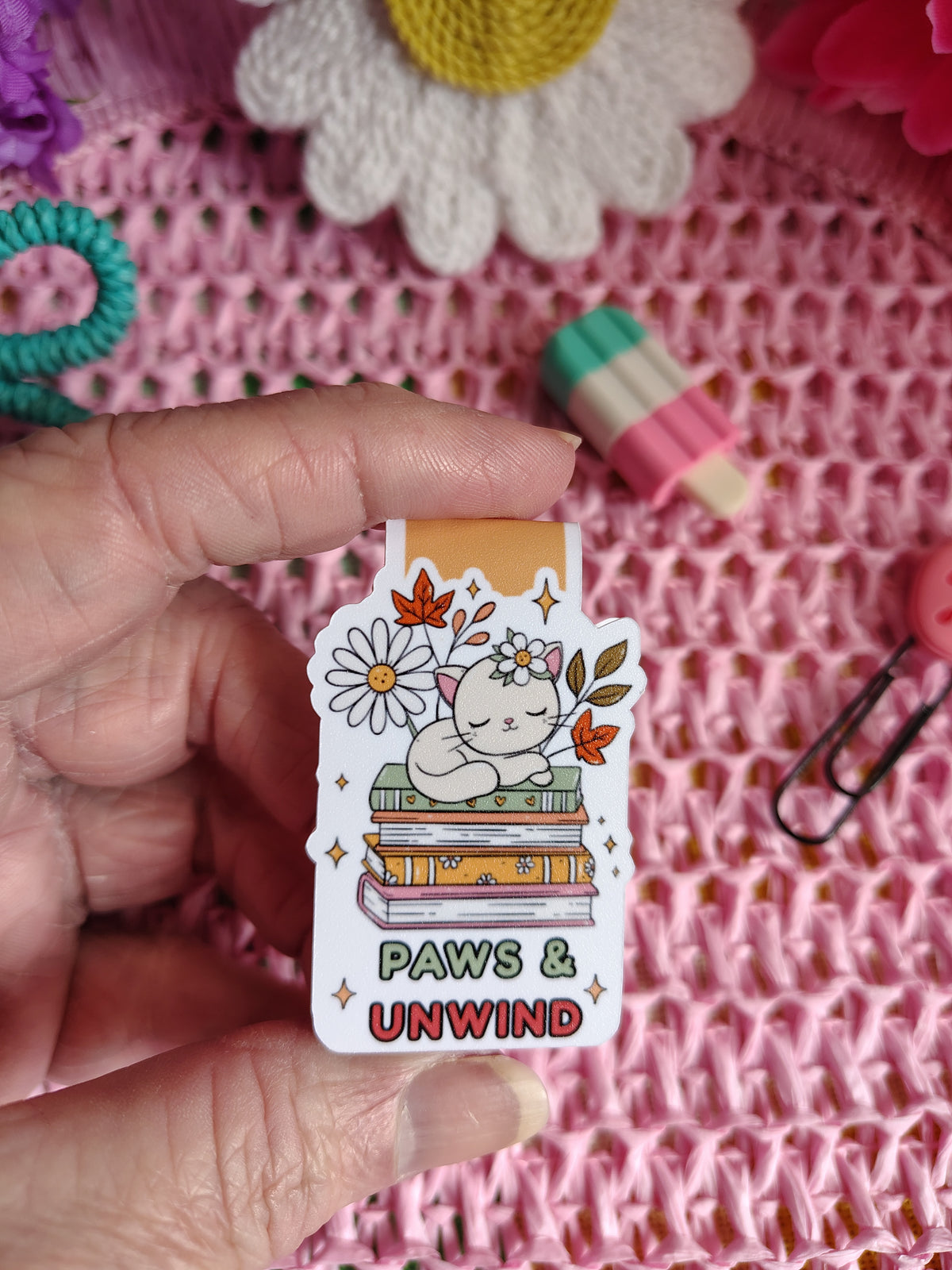 Paws & Unwind Sleeping Cat Magnetic Bookmark
