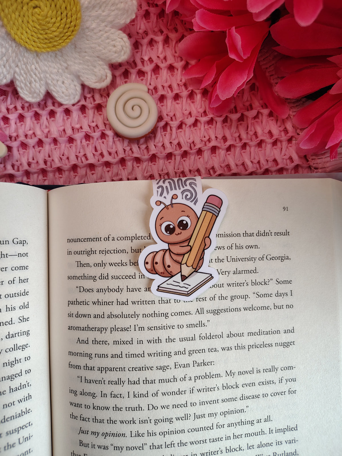 Cute Bookwork Scribbles Gray Magnetic Bookmark