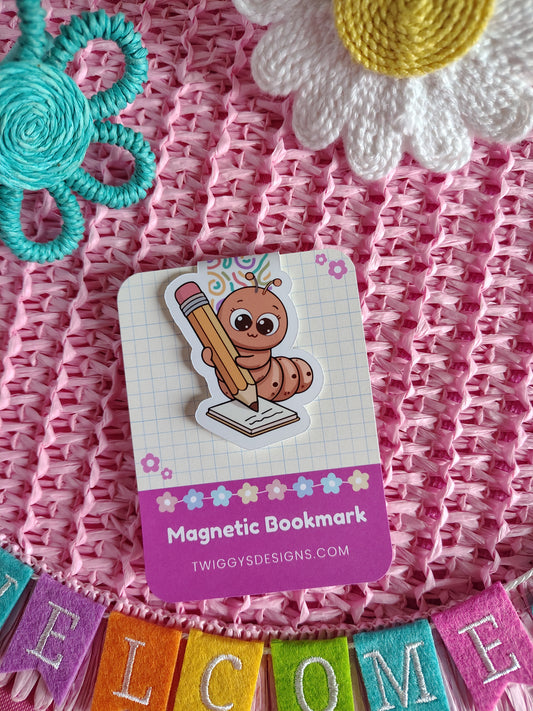 Cute Bookworm Scribbles Color Magnetic Bookmark