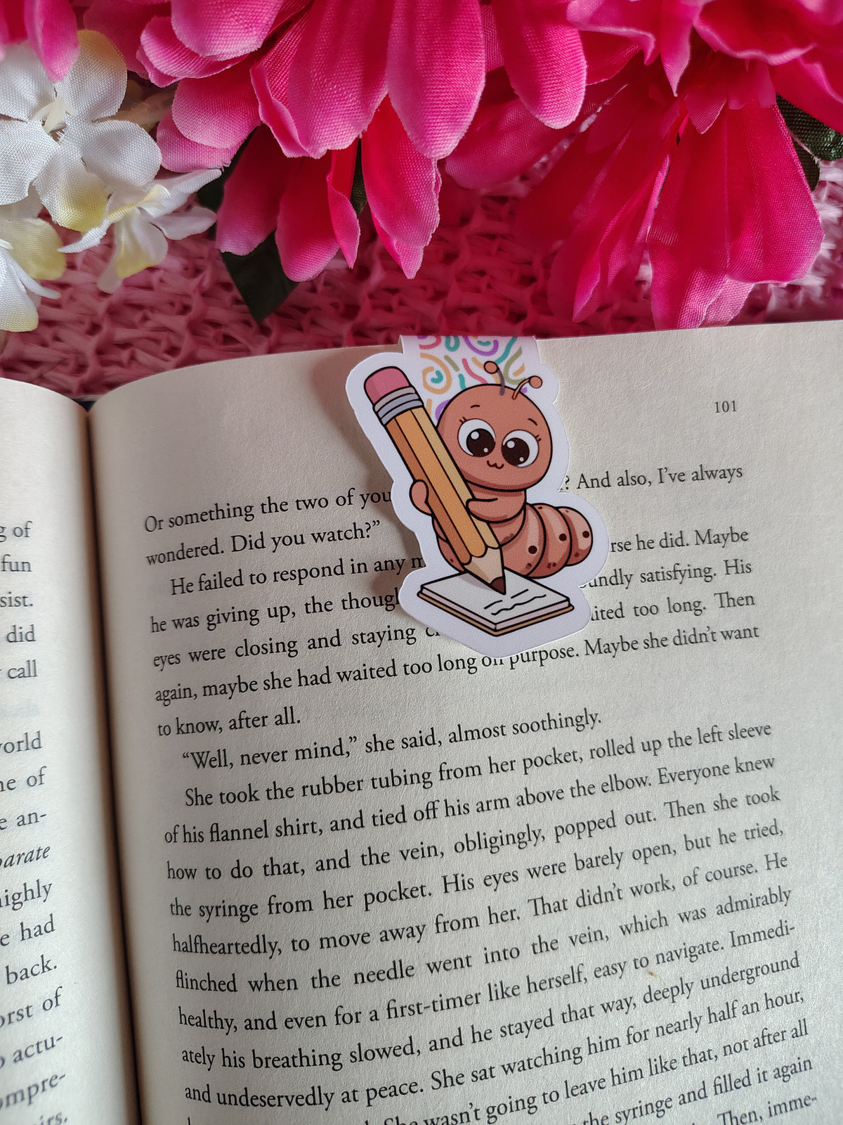 Cute Bookworm Scribbles Color Magnetic Bookmark