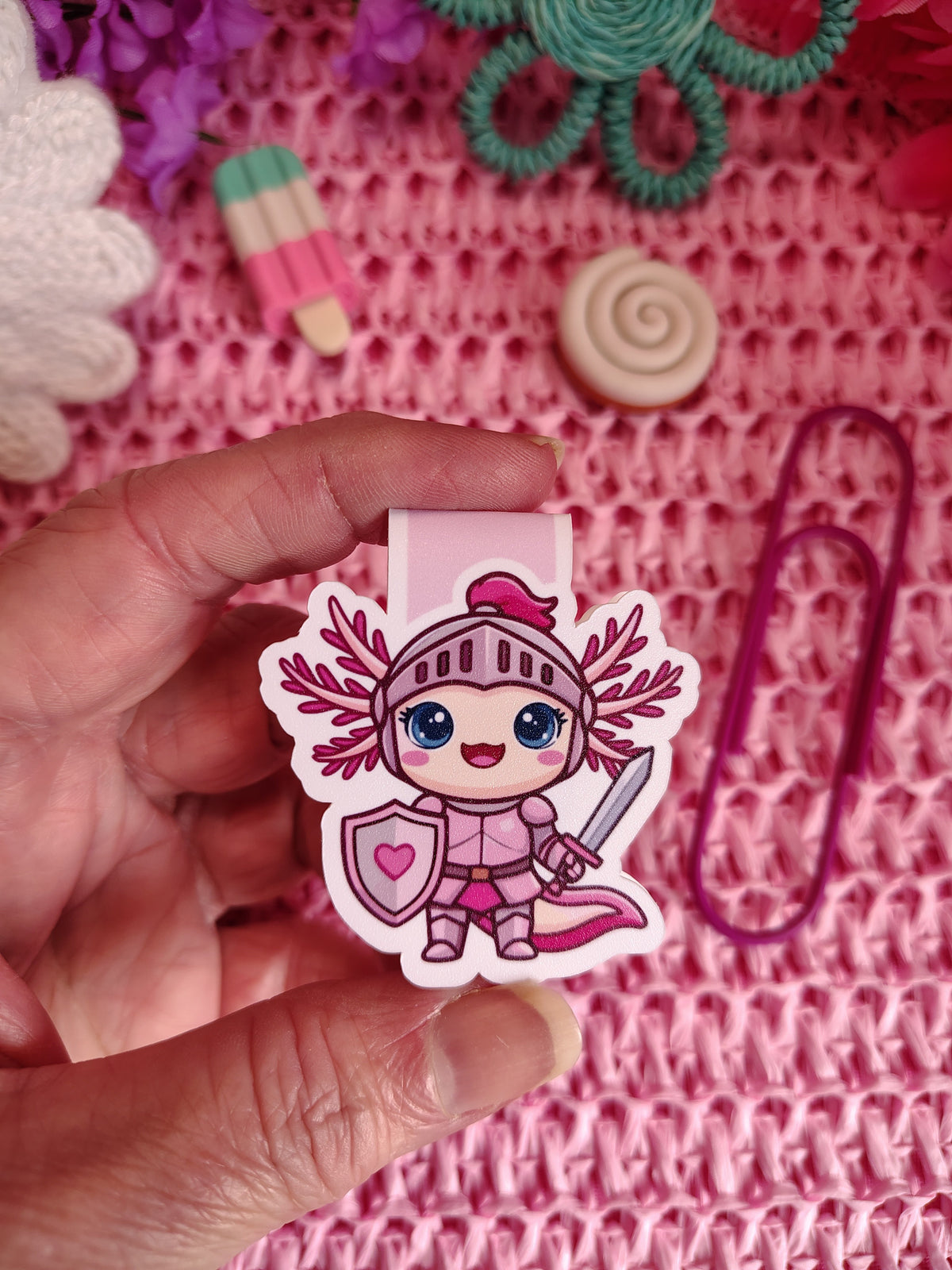 Twiggy the Knight Axolotl Magnetic Bookmark