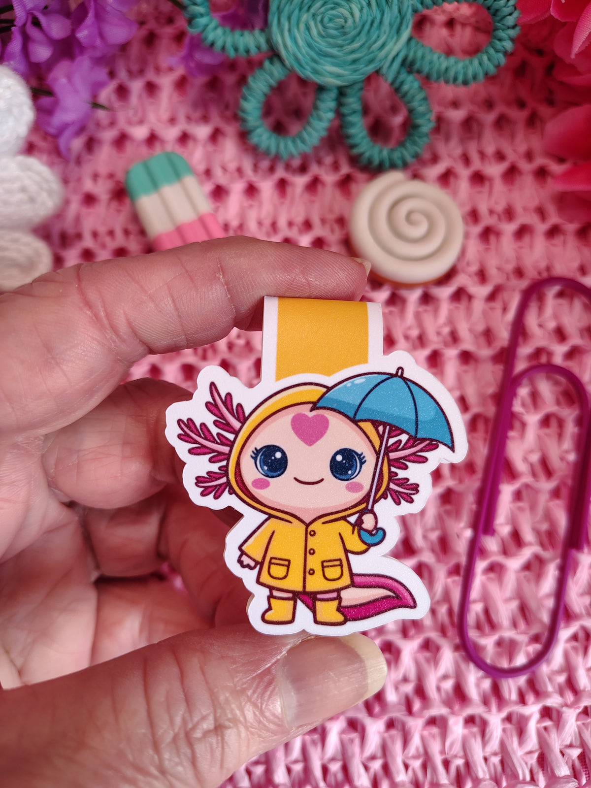 Twiggy Rainy Day Axolotl Magnetic Bookmark