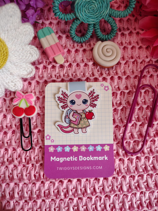 Twiggy Back to School Axolotl Magnetic Bookmark