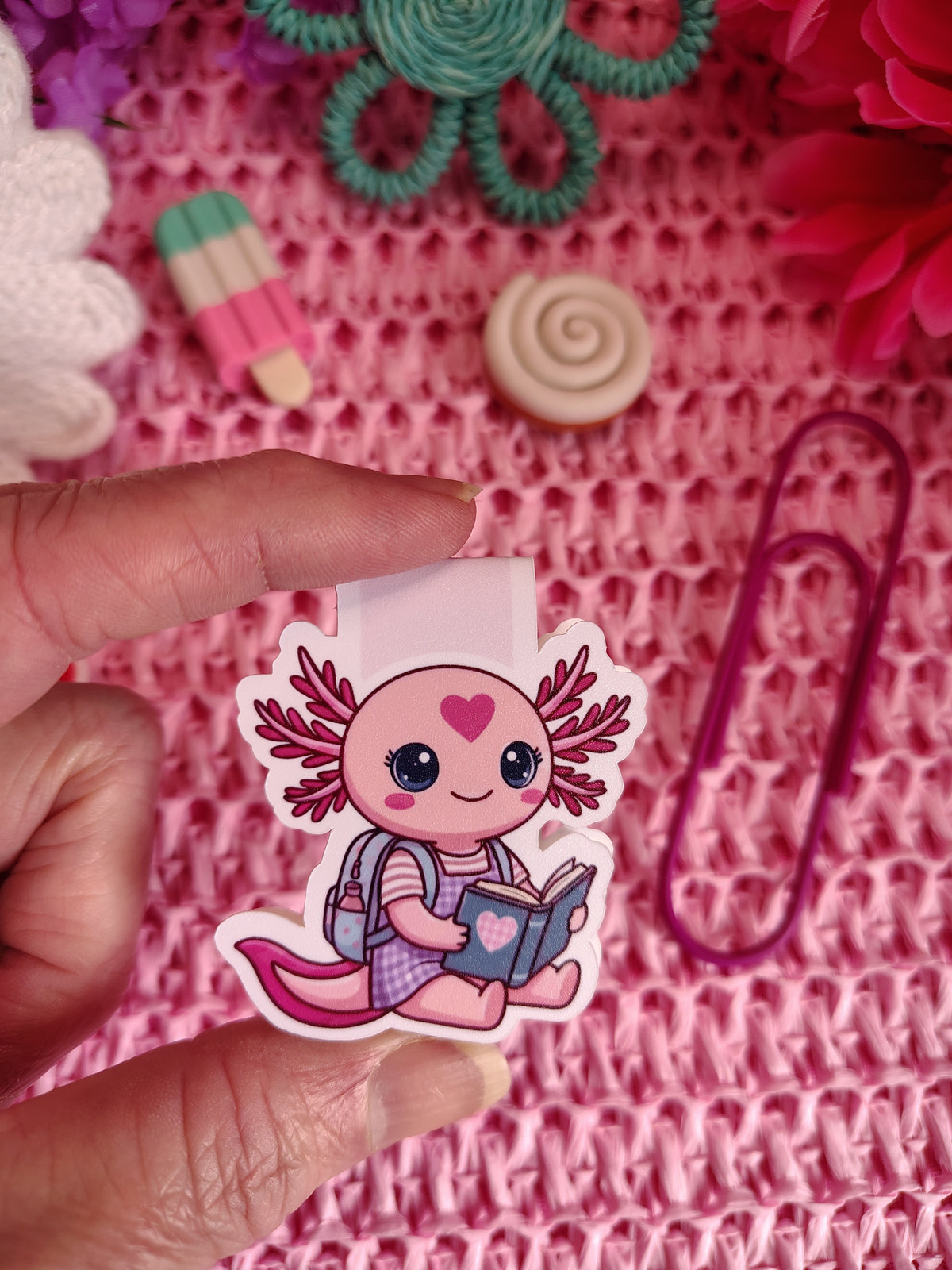 Twiggy Reading Axolotl Magnetic Bookmark
