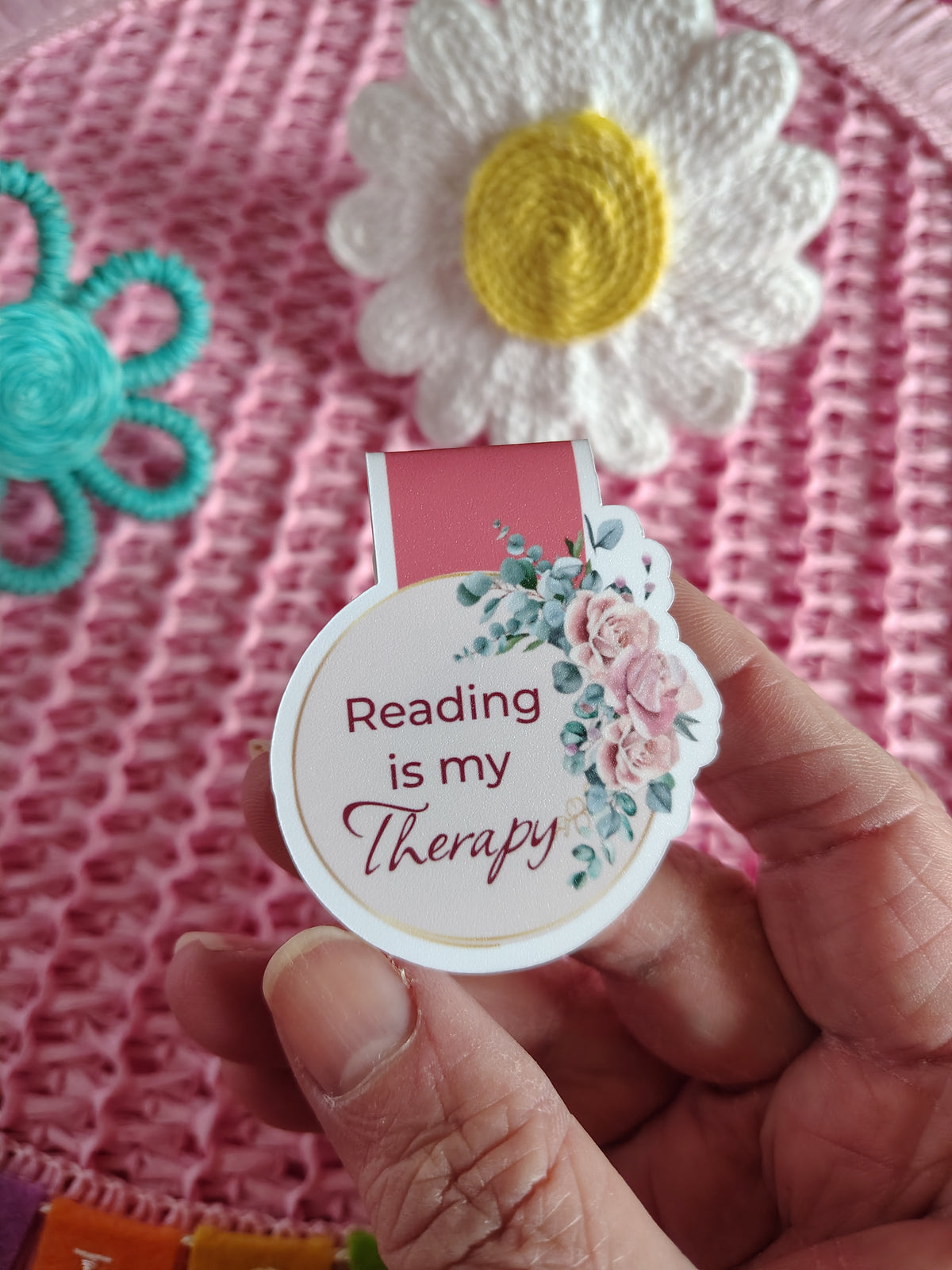 Reading is My Therapy Floral Magnetic Bookmark