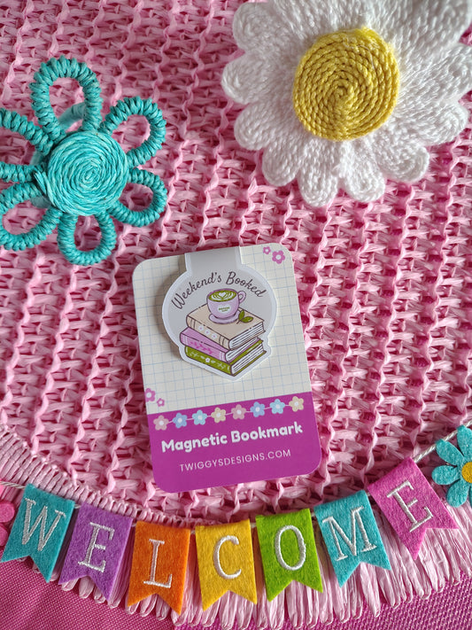 Weekend’s Booked Matcha Book Stack Magnetic Bookmark