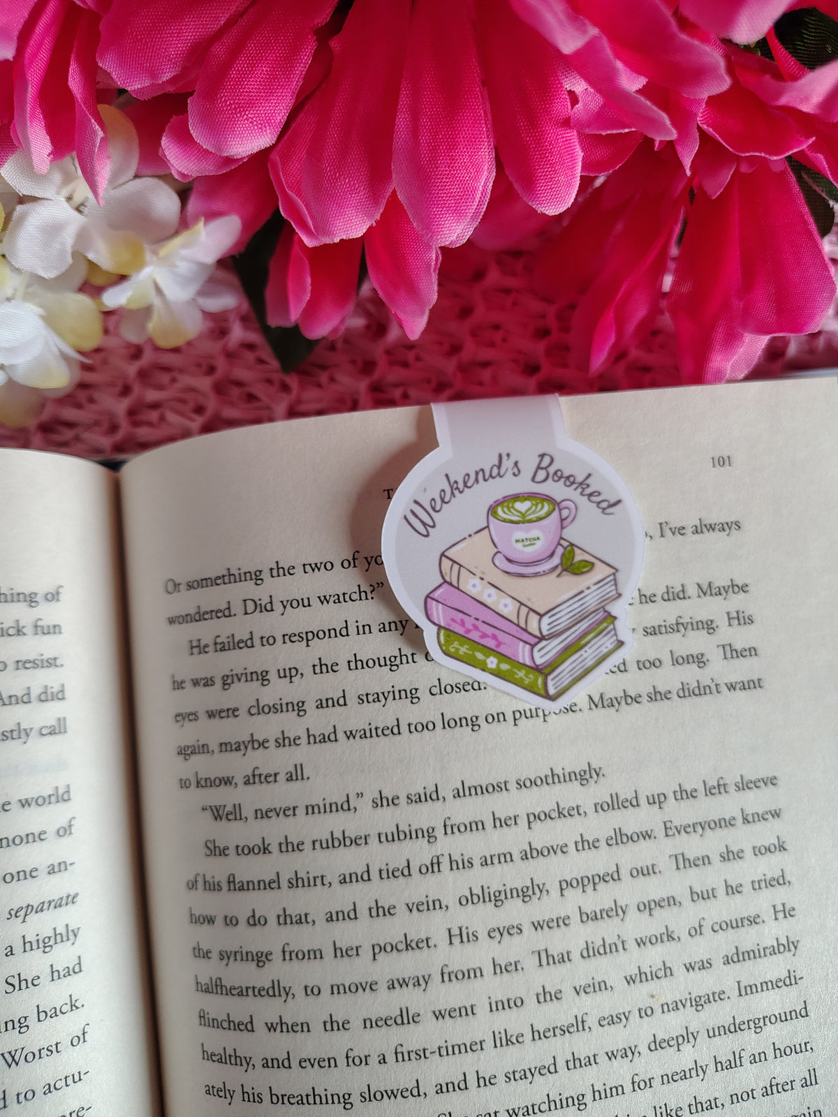 Weekend’s Booked Matcha Book Stack Magnetic Bookmark