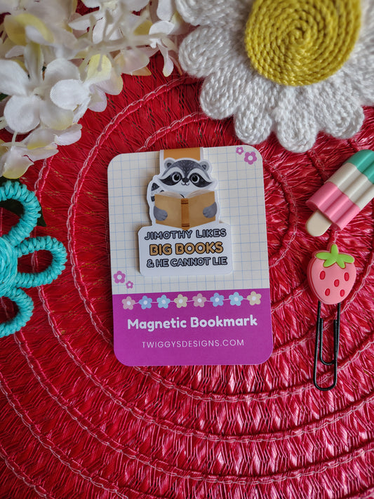 Jimothy Likes Big Books Raccoon Magnetic Bookmark