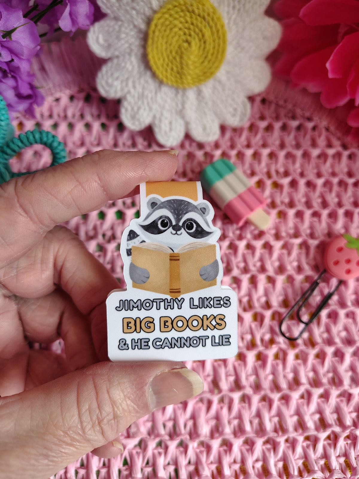 Jimothy Likes Big Books Raccoon Magnetic Bookmark