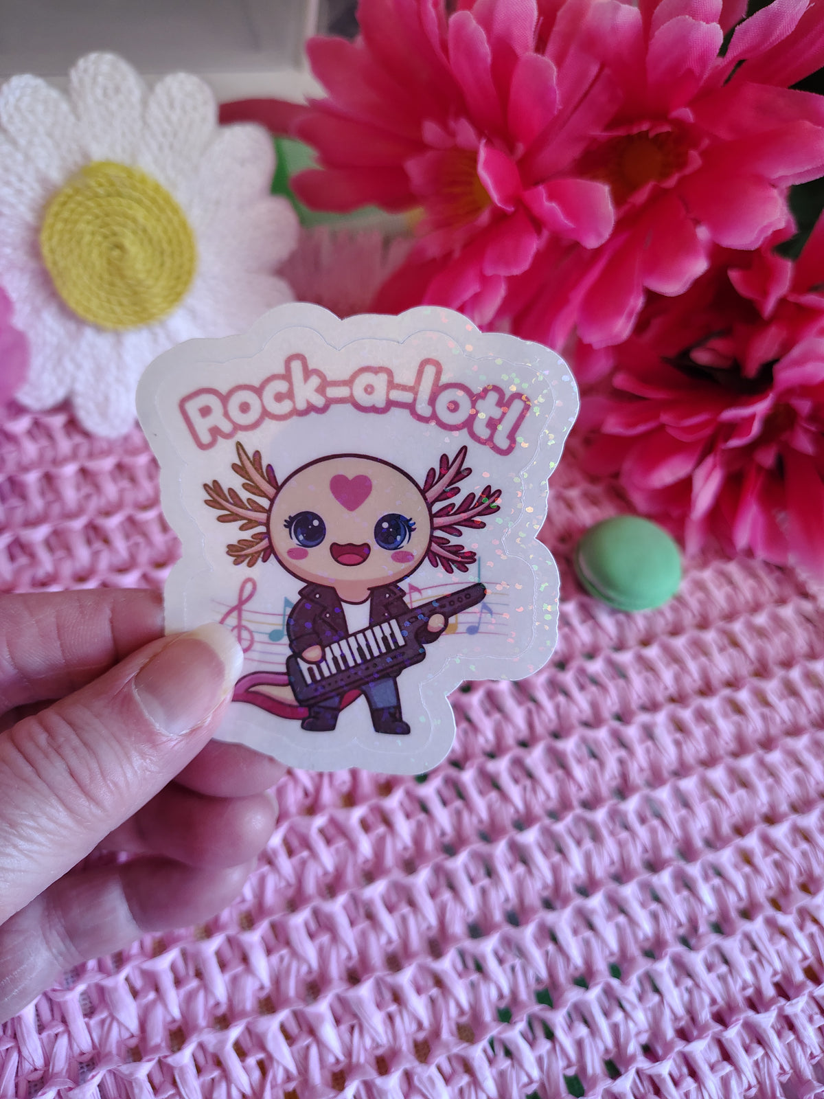 Twiggy Rock-a-lotl Keytar Axolotl Vinyl Sticker