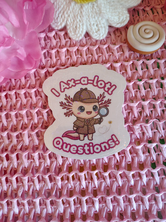 Twiggy Detective Axolotl I Ax-a-lotl Questions Vinyl Sticker
