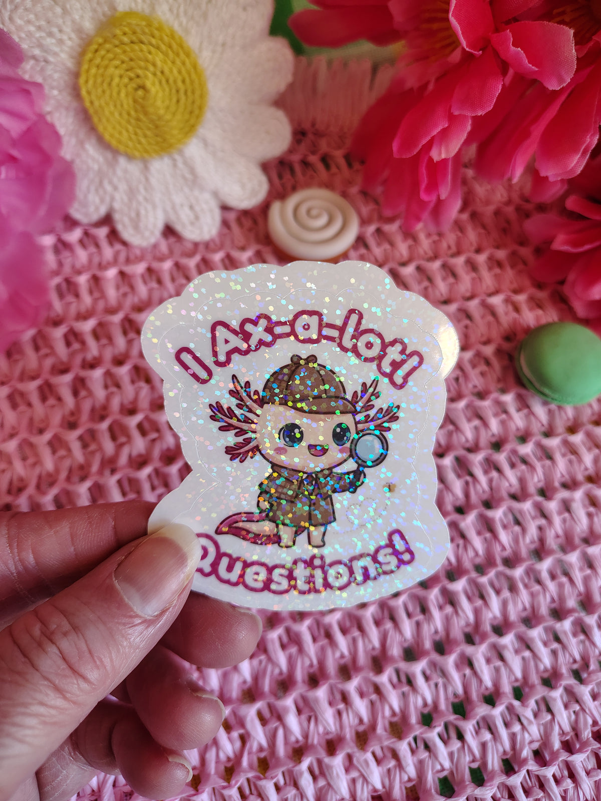 Twiggy Detective Axolotl I Ax-a-lotl Questions Vinyl Sticker