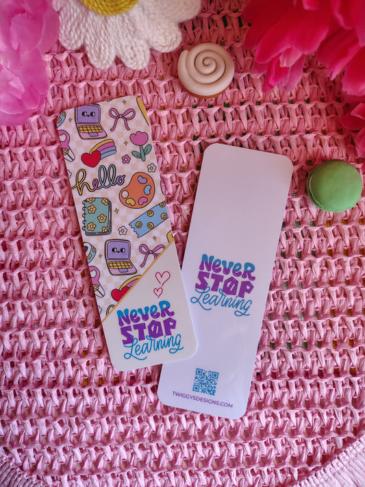 Never Stop Learning Retro Doodle Bookmark