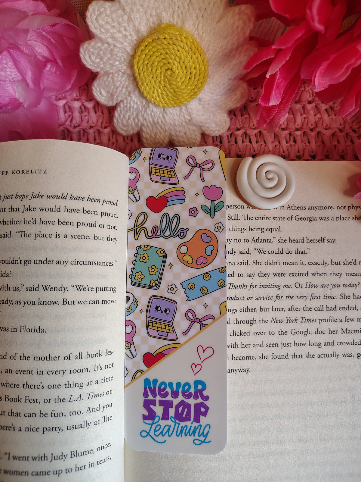 Never Stop Learning Retro Doodle Bookmark
