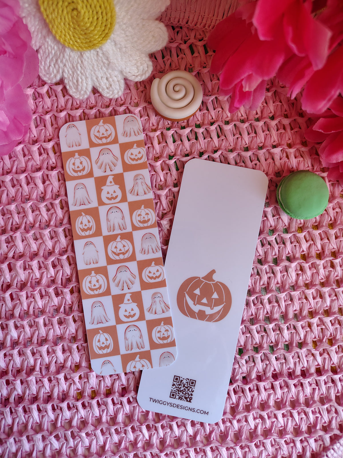 Pastel Halloween Checkered Bookmark