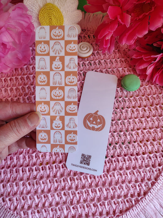 Pastel Halloween Checkered Bookmark