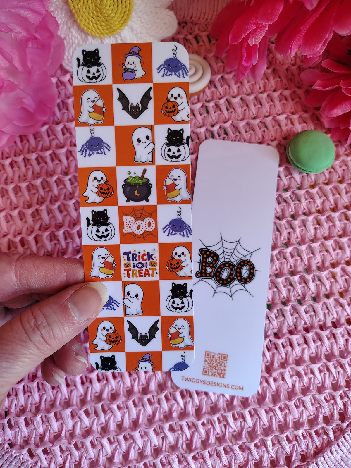 Classic Halloween Characters Checkered Bookmark