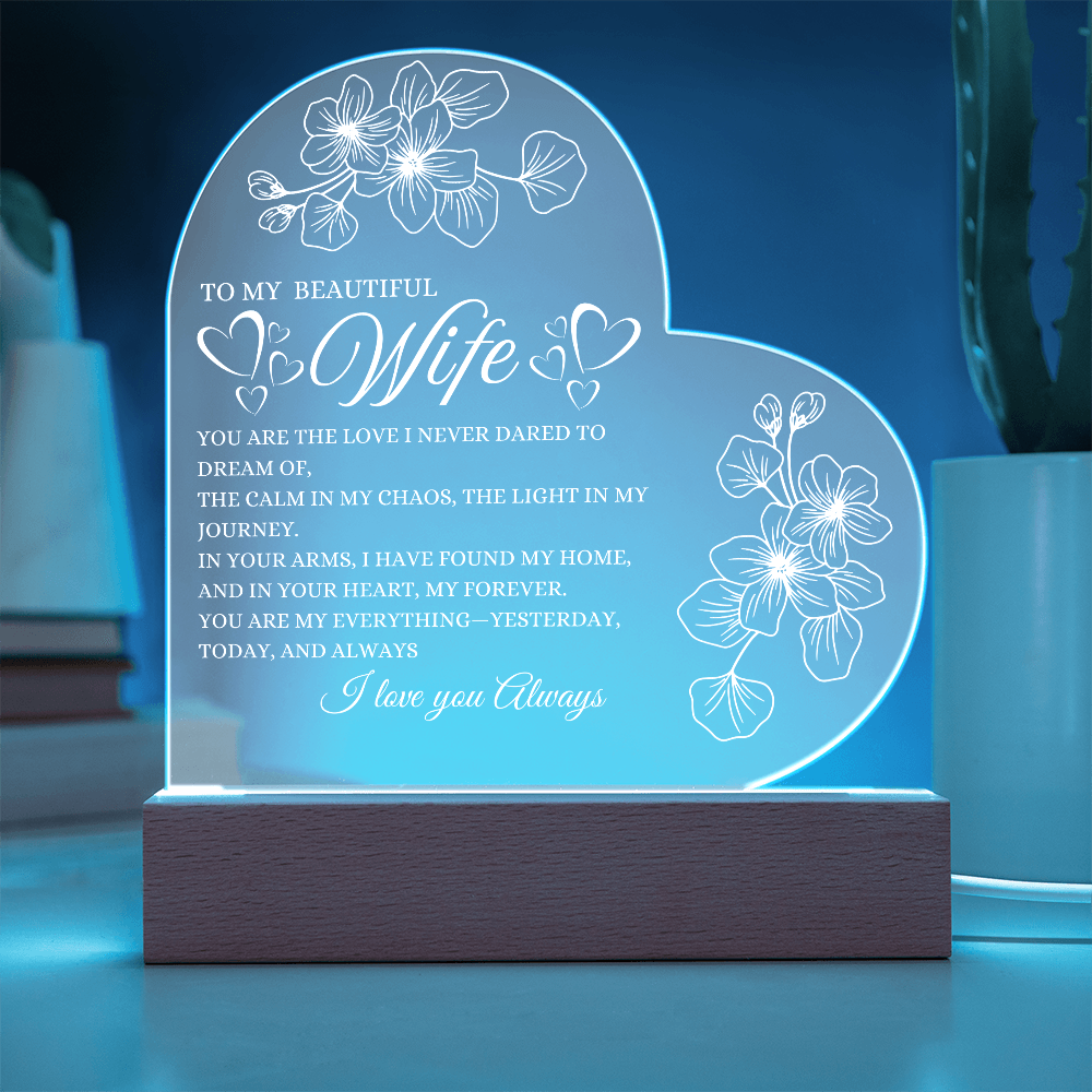 Glowing with Love: Printed Heart Acrylic Plaque for My Wife