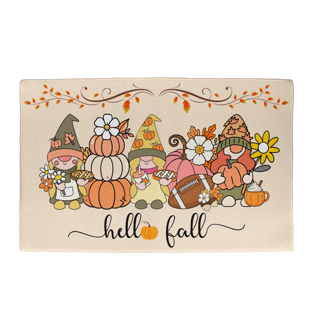 Hello Fall Gnomes Doormat – Cream Background