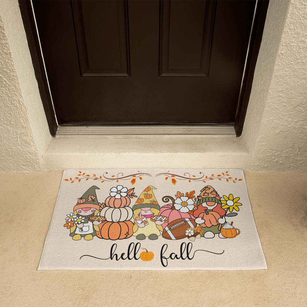 Hello Fall Gnomes Doormat – Cream Background