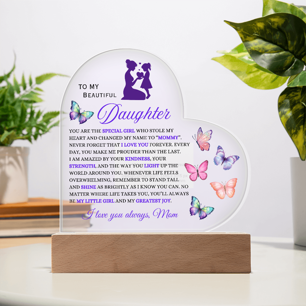 Heart Acrylic:  A Mother's Love for her Daughter Illuminated