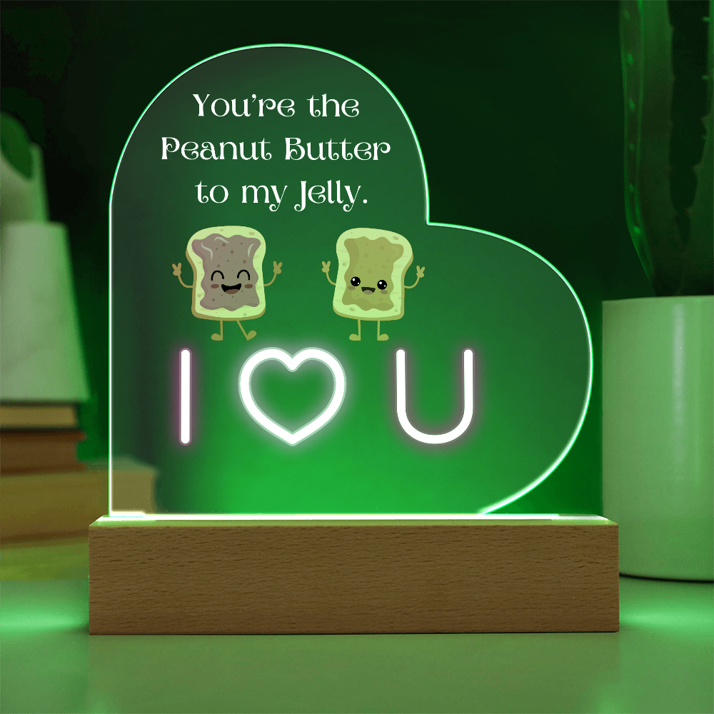 You Are the Peanut Butter to My Jelly" Heart-Shaped Light-Up Plaque