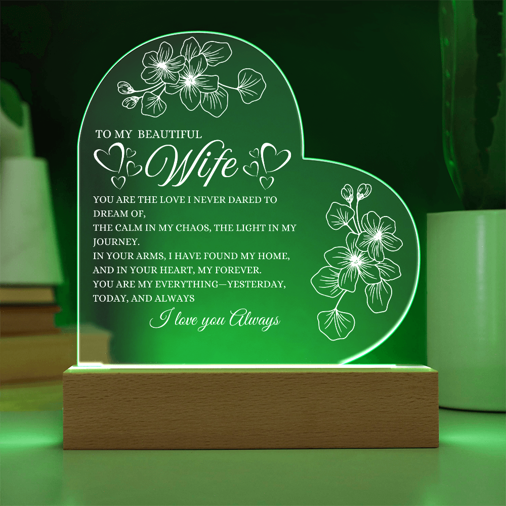 Glowing with Love: Printed Heart Acrylic Plaque for My Wife