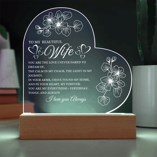 Glowing with Love: Printed Heart Acrylic Plaque for My Wife